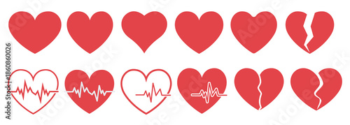 A collection of red hearts depicting love health and heartbreak concepts