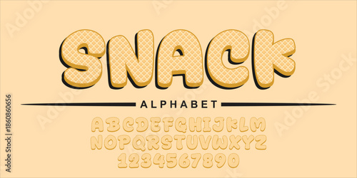 Waffle Textured Snack Alphabet and Numbers Font