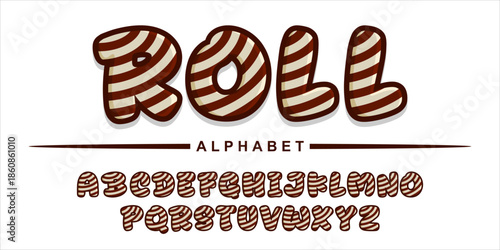 Sweet Rolled Alphabet Font art illustration font food