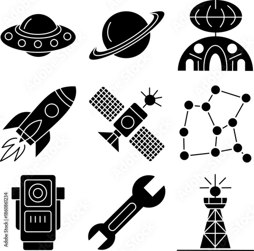 Outer space and astronomy icons