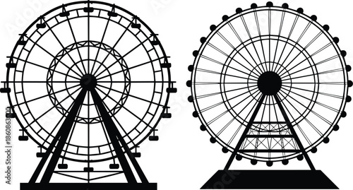 Ferris wheel, amusement park, giant wheel, carnival ride, fairground attraction, iconic wheel, theme park ride, large Ferris wheel, entertainment ride.