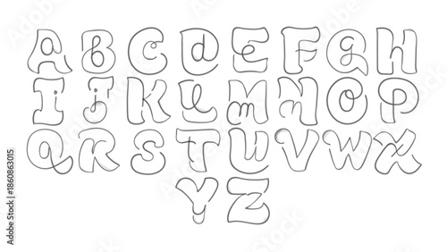 Hybrid Alphabet Font Design with Mixed Uppercase and Lowercase Letters, Hand Drawn Playful Typography Illustration