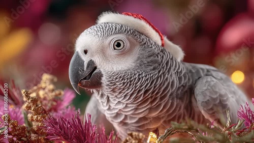 Wallpaper Mural Festive Parrot in Santa Hat Spreading Holiday Joy Torontodigital.ca