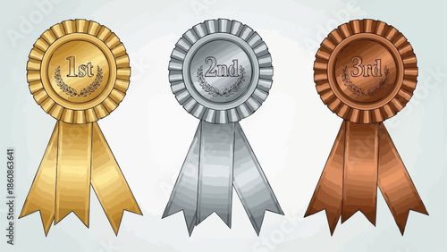 Gold Silver Bronze Medals for First Second Third Place Winners.