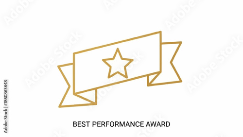Golden ribbon with star for best performance award.