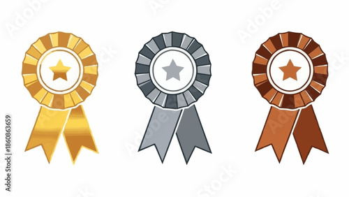 Gold Silver Bronze Medals with Stars for Competition Winners.