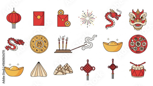 Vibrant Cultural Symbols and Icons Illustrating Traditional Festivities and Celebrations