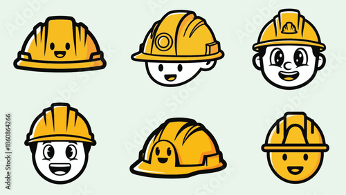 Friendly Construction Helmet Mascot Character for Construction, Safety Branding and Logo Design generative ai