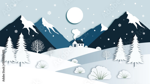 Serene winter mountain landscape