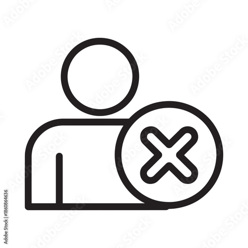 User profile with a cancellation or removal symbol a simple line icon