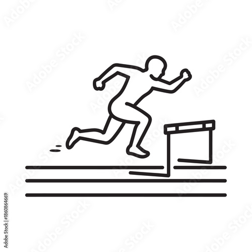 Athlete in motion a simple line drawing of a hurdle race