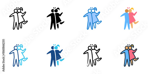 Kiss icons set multiple style collection. Editable stroke 
