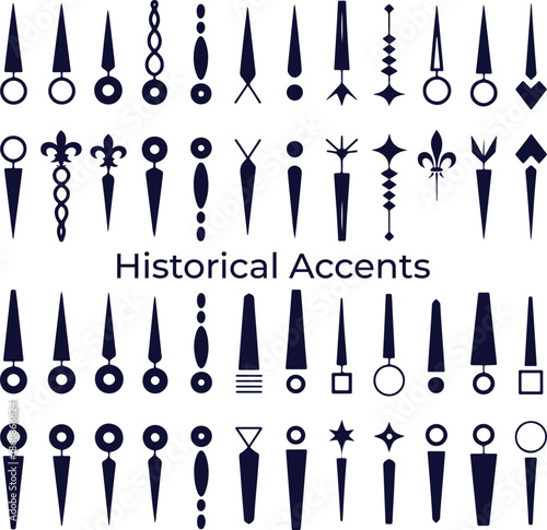 Elegant Historical Ornaments and Classic Decorative Finial Vector Design Elements