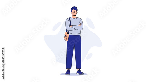 Modern professional woman standing confidently with crossed arms in a casual outfit