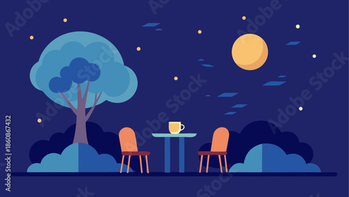 Serene nighttime coffee break