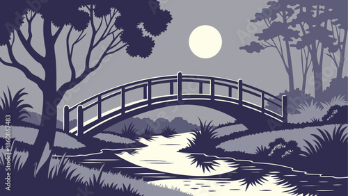 Serene night crossing over calm waters