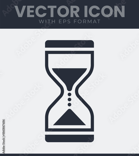 Minimalist black hourglass icon representing time management, deadline, countdown, and productivity for business projects, web design and mobile application interface. Vector illustration