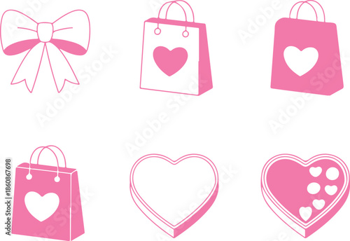 Sweet pink love themed design elements for gifts and celebrations