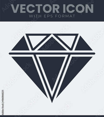 Diamond gemstone icon. Jewelry branding luxury wealth and elegant fashion design. Vector illustration