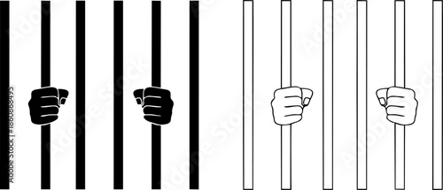Prison Bars Hands Vector Icon
