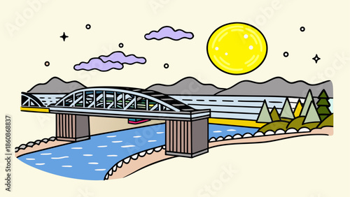 Scenic bridge over river