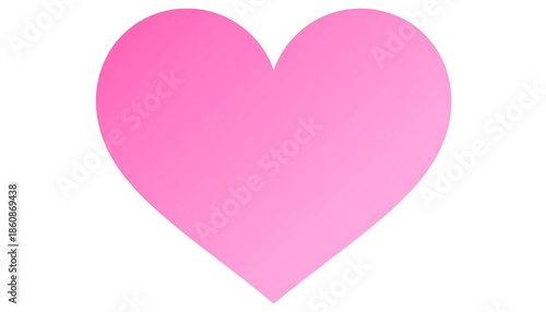 A large pink heart, softly shaded from a darker edge to a lighter center, set against a clean white background