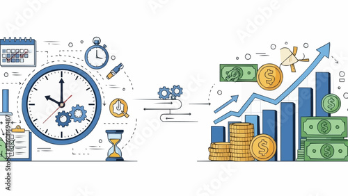 Time Management and Investment Growth - A Visual Representation.
