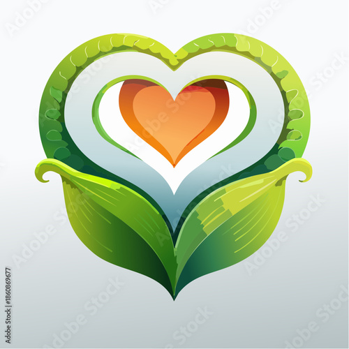 Heart shape made of leaves and petals