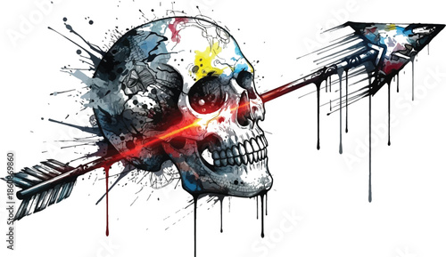 Skull with arrow piercing through it