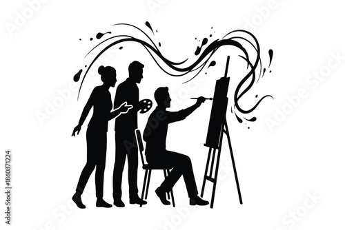 Group Painting Art Class Creative Collaboration Silhouette