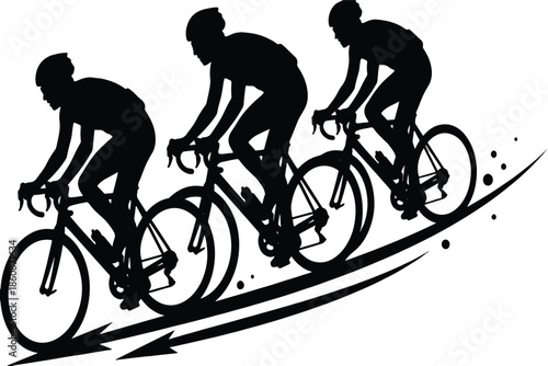 Group Cycling Race Uphill Competition Silhouette