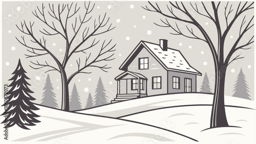 Cozy cottage in winter wonderland