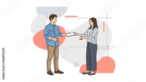Professional Certificate Award Ceremony Illustration Showing Recognition and Achievement in a