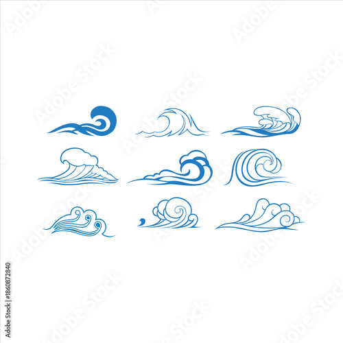 Collection of various wave graphics and icons.