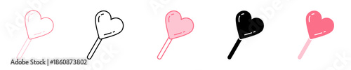 Heart Lollipop Icon Set Multiple Style Collection