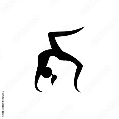 a person doing a handstand on a white background.