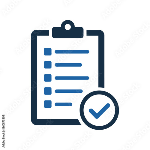 Business Checklist Clipboard Icon with Blue Checkmark Symbolizing Task Completion and Successful Management