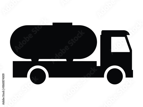 Industrial Tanker Truck Silhouette Icon for Fuel Transport Oil Logistics and Heavy Transportation