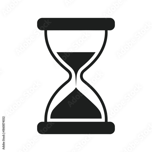 Classic Hourglass Icon Representing Time Management Deadlines and Sand Passing for Wait Concept