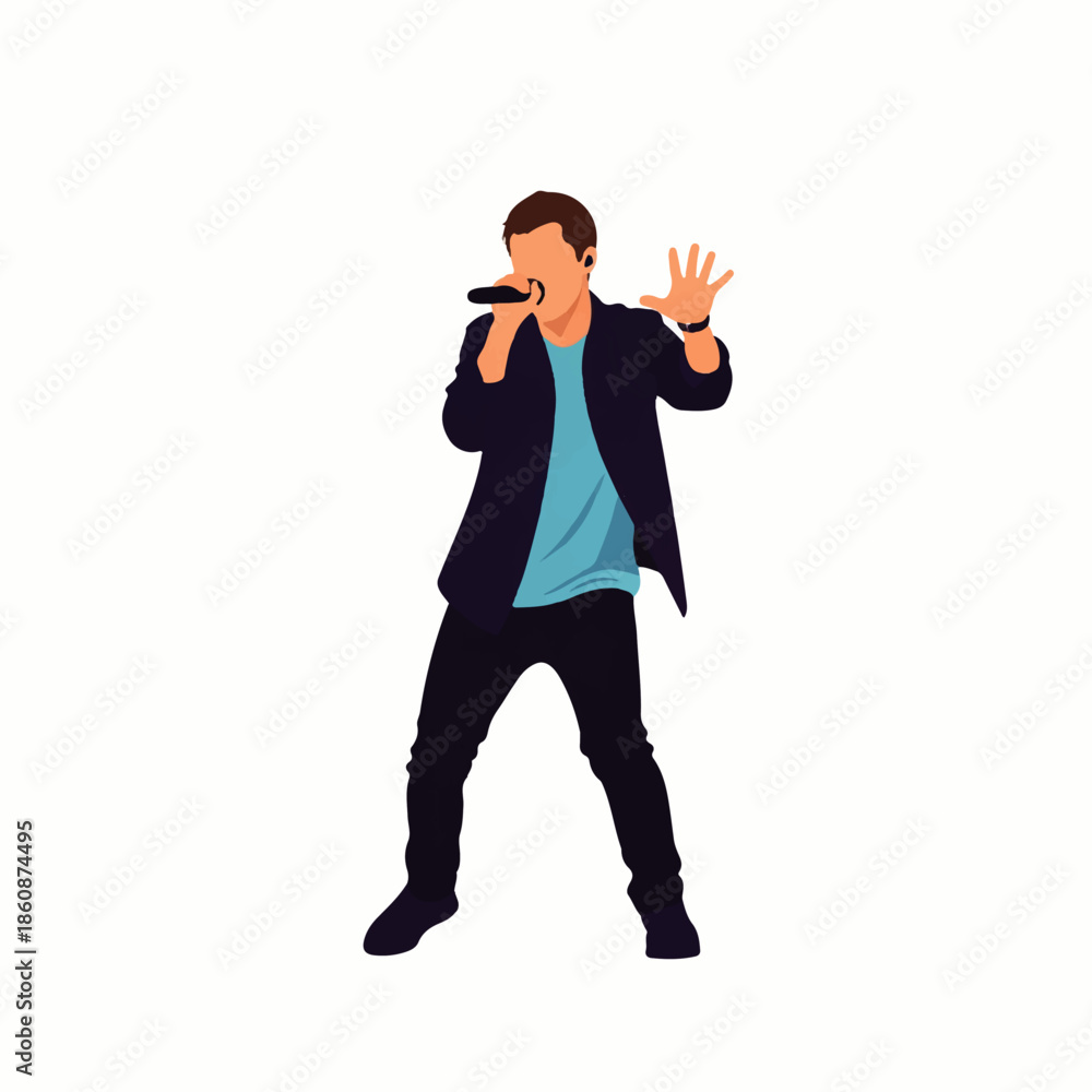 Obraz premium Vector a pop singer performing