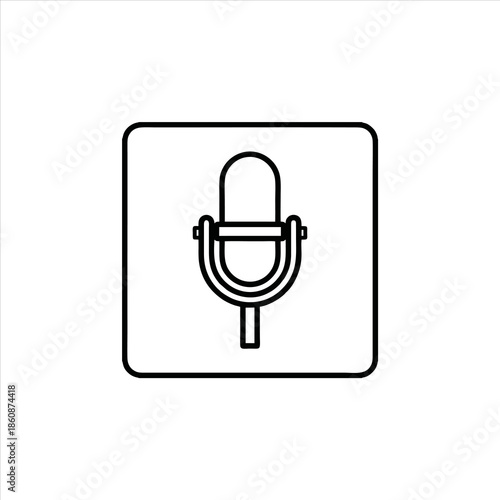 A simple line drawing of a microphone.