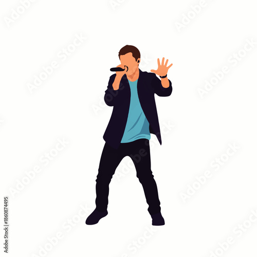 Vector a pop singer performing