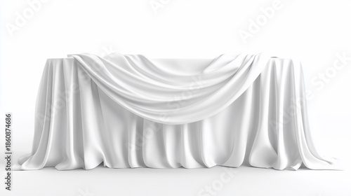 White Draped Cloth Table Product Photography Background Minimalist Texture