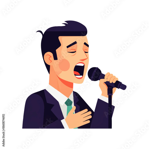 Vector a person singing loudly