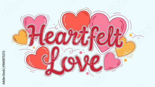 Vibrant heartfelt love message with colorful hearts