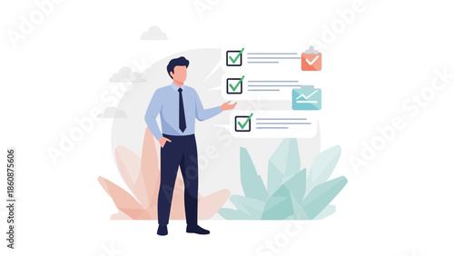 Professional Businessman Examining and Managing Checklists for Project Success and Task Completion