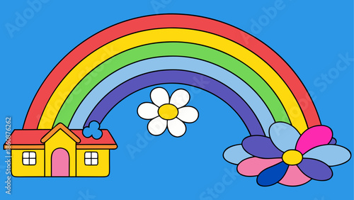 Vibrant rainbow over a charming house