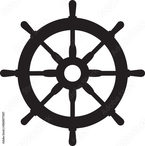 Ship Steering Wheel Silhouette Vector illustration