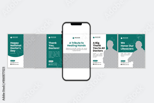 Professional National Doctors Day Carousel Template for Hospitals and Clinics