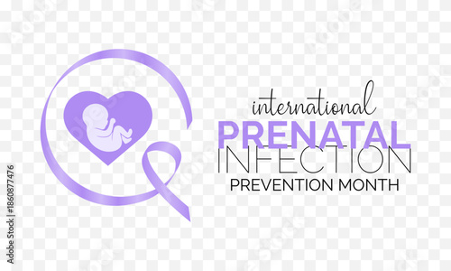 Prenatal Infection prevention month is observed every year in February. Minimal healthcare awareness illustration showing a mother and infant connected through protective care. Banner poster, flyer.